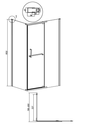 Душевая перегородка Grossman Pragma 200.K33.03.80.10.02 80х195 стекло текстурное профиль хром глянцевый